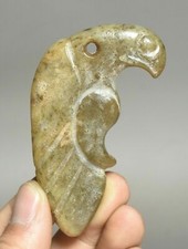 8.5CM Hongshan Culture Hetian Jade Carving Eagle Hawk Falcon Bird Yubi Yu Bi