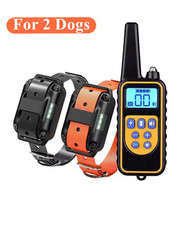 2 COLLIER ANTI ABOIMENT 800m  Rechargeable Electric Shock LCD POUR  2 CHIENS