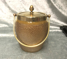 ancien seau à biscuit cristal gravé à l'acide BACCARAT / SAINT LOUIS métal doré