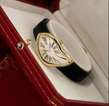 Melting Crash Watch Dali French Vintage Irregular Shape Unisex Real Leather