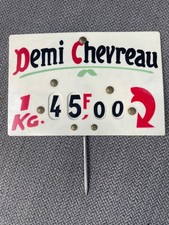 Anc étiquette prix Francs viande Demi chevreau commerce boucherie vintage