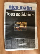 Quotidien NICE MATIN du 8 janvier 2015 - TOUS SOLIDAIRES : JE SUIS CHARLIE
