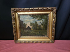 Huile sur toile représentant un paysage signée J.B. Masure et datée 1888