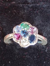 Bague Émeraude & saphirs en argent