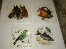 Lot de 4 Anciens carrelages céramique de Gien