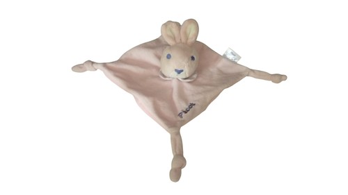 Doudou lapin plat - rose, picot
