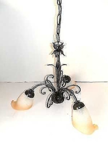 Lustre fer avec feuilles au - lustre,