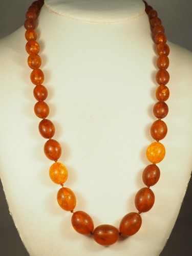 Collier vintage ambre naturel - collier,