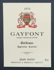 Etiquette GAYFONT 1974 Nony