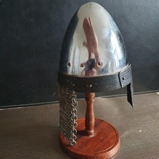 Mini Casque Viking En Fer Avec Support Bois