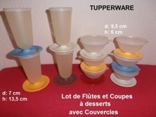 Vintage TUPPERWARE Lot 10 Flûtes Coupes à desserts avec couvercles Glaces Mousse
