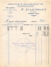 1932 MANUFACTURE DE TREILLAGES BOIS ET FER POUR CLOTURES EN TOUS GENRES F GA