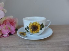 Ensemble Tasse à Thé à Chocolat Fleur de Tournesol Porcelaine de Sologne France