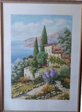 Vintage Village And Beach Mediterranean Serenity  - Coastal Village Oil...