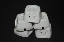 Vieux 3er Distributeur Multiprise Canette Prise Bloc Multiprises Blanche