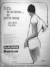PUBLICITÉ 1962 KANGOUROU BAN LON LA TENUE EN PETITE TENUE SHIRT SLIP - GOUDE