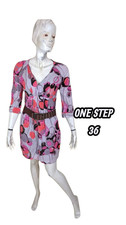 One Step Taille 36  Superbe robe manches 3/4 doublée rose mauve en coton