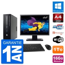 PC HP 705 G1 SFF Ecran 22" AMD PRO-7300B RAM 16Go Disque Dur 1To Windows 10 Wifi