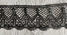 RARE ANCIENNE DENTELLE AUX FUSEAUX - GUIPURE DU PUY  1 mètre - Lin Noir