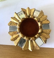 Petit Socle Miroir Décoratif Baroque Bois  Doré Support  Ancien Antique Italien