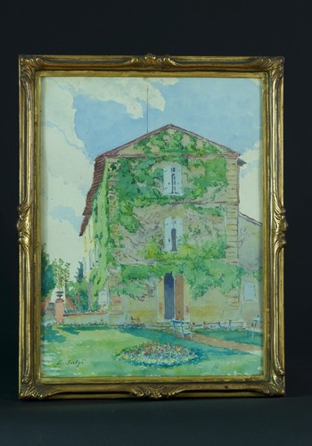 Ancien tableau vue château - tableau,