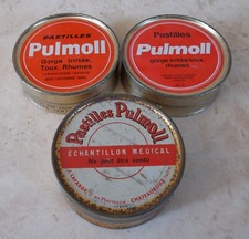 Lot 3 Anciennes Boites Pastilles PULMOLL vintage France collection épicerie