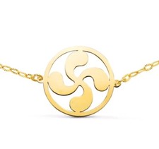 Bracelet Or 18k 750 Mls. Lauburu, Croix Basque 14 MM Long 17+ 3 CM