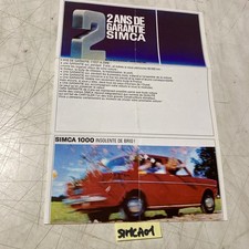 Simca 1000 coupé 1300 1500 1301 1501  prospectus catalogue publicité automobile