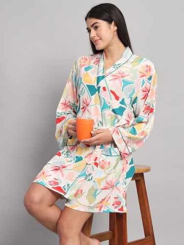 Satin soie kimono robe - soie,