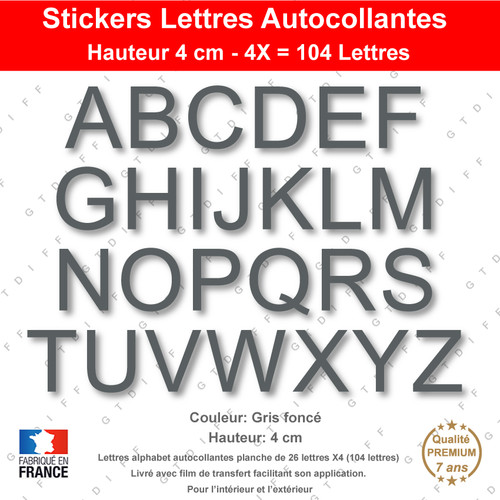 Lettres autocollantes cm - autocollantes, 4