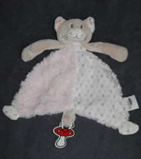 ?Doudou Plat Chat BABIAGE BABI AGE Rose Beige Attache Tétine Ours Etat NEUF