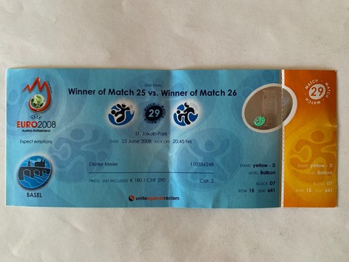 Ticket match uefa - uefa, 2008