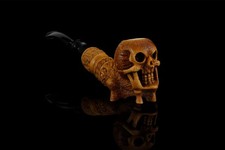 Grande pipe crâne écume de mer gravure fait main tabac à fumer 海泡石 avec...