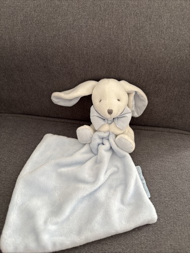 Doudou lapin blanc bleu - lapin,