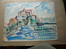 PAYSAGE DE CORSE CALVI LA CITADELLE SIGNE A. RIVEL