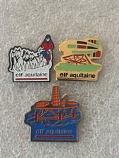 lot x 3 pin's elf aquitaine chien de traineau plate-forme pétrolière ballon pin