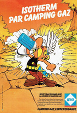 Publicité Advertising 0524  1980   Camping Gaz gourde  Isotherm Astérix