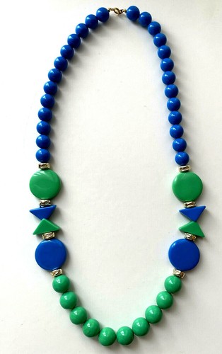 Collier vintage plastique bleu - vintage,