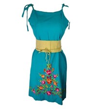 Nicaraguan made embroidered dress made in treadle sewing machine  size 10 cotton