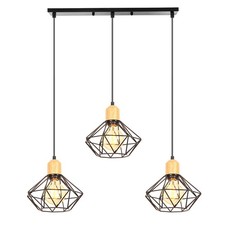 Suspension Luminaire 3 Lampes Industrielle Lustre Plafonnier Interieur Vintag...