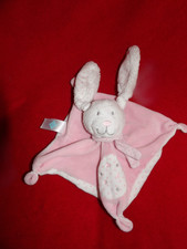Doudou Plat Tex Baby Lapin Blanc Rose Etoile Argent