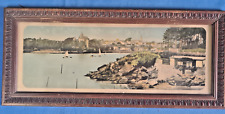 PORNIC PHOTO PANORAMIQUE COLORISÉE CADRE EN BOIS PRESSÉ ART DECO ANNÉES 28