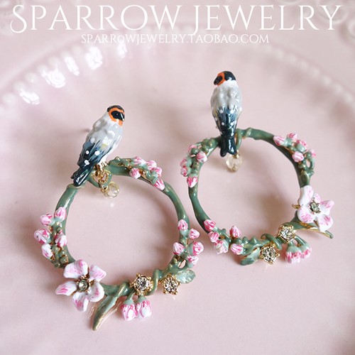 Boucles oreilles clous email - boucles, d'oreilles