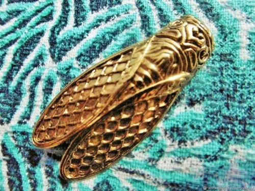 Broche ancienne grand cigale - ancienne,