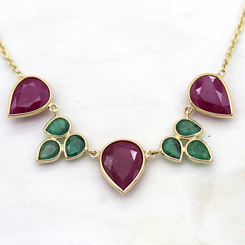 Collier goutte larme - larme, rubis