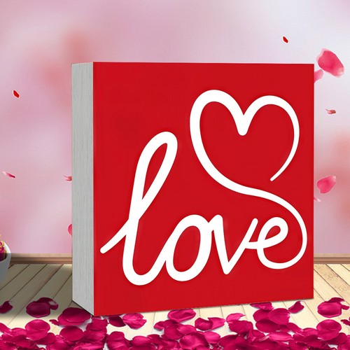 Red love heart wooden - red,