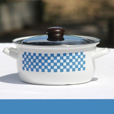 Ancienne cocotte faitout en tôle émaillée style Lustucru