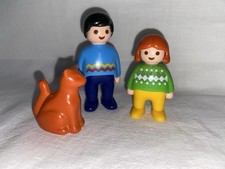 Playmobil 1.2.3 Papa Et Fillette Chat Maison