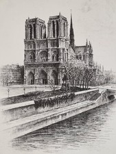 Estampe eau forte originale "Notre Dame de Paris" Léopold Robin (1877-1939)
