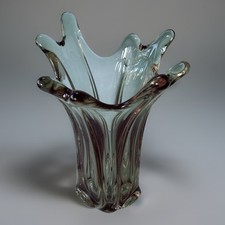 Vase Czech Splash Art Glass Josef Hospodka 1960 40 Cm Verre Lourd Et Épais